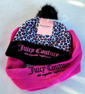 Juicy Couture Leopard Print Beanies W/ Scarf