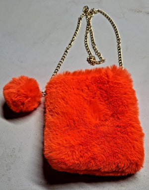 Fancy Pants Plush Shoulder Bags W/ Matching Pom