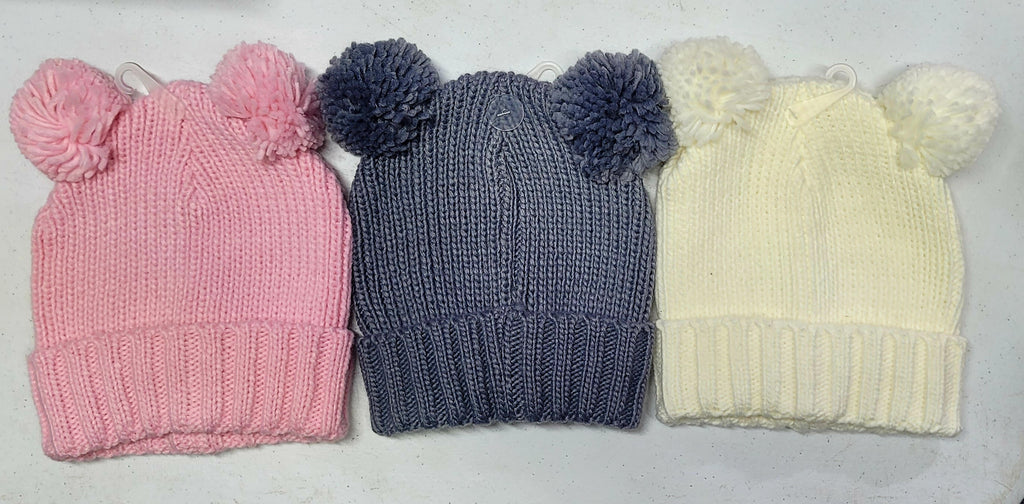 Cute Girls Double Pom Beanies