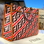 Tan W/ Red And Black Fendi "Strong Woman" Purse