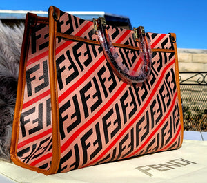 Tan W/ Red And Black Fendi "Strong Woman" Purse