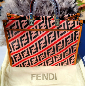 Tan W/ Red And Black Fendi "Strong Woman" Purse