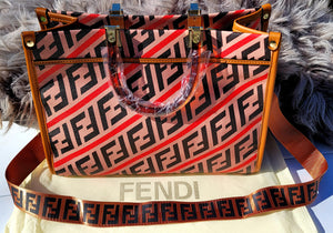 Tan W/ Red And Black Fendi "Strong Woman" Purse