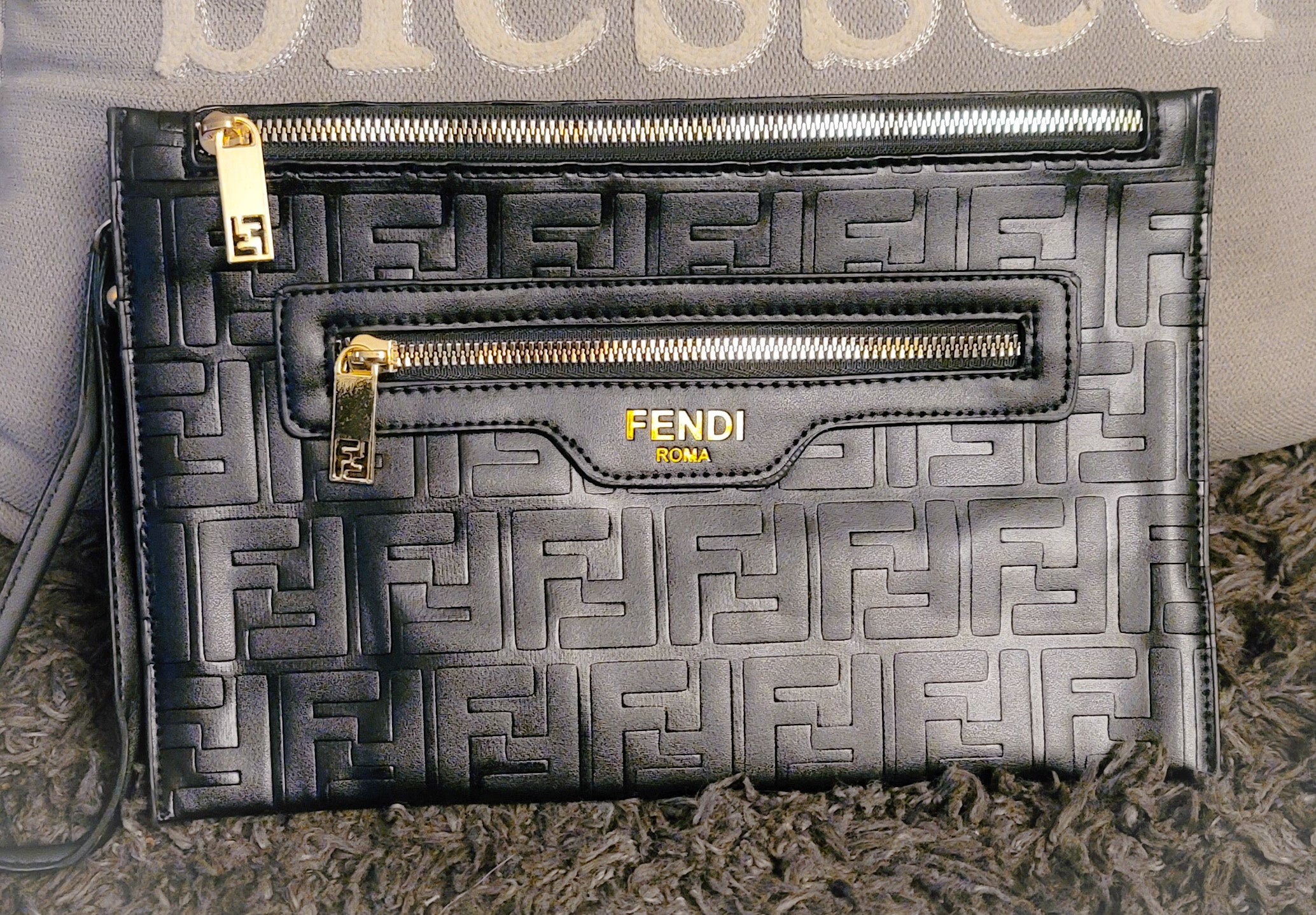 Black W/ Gold Fendi "Slim And Sassy" Wallet