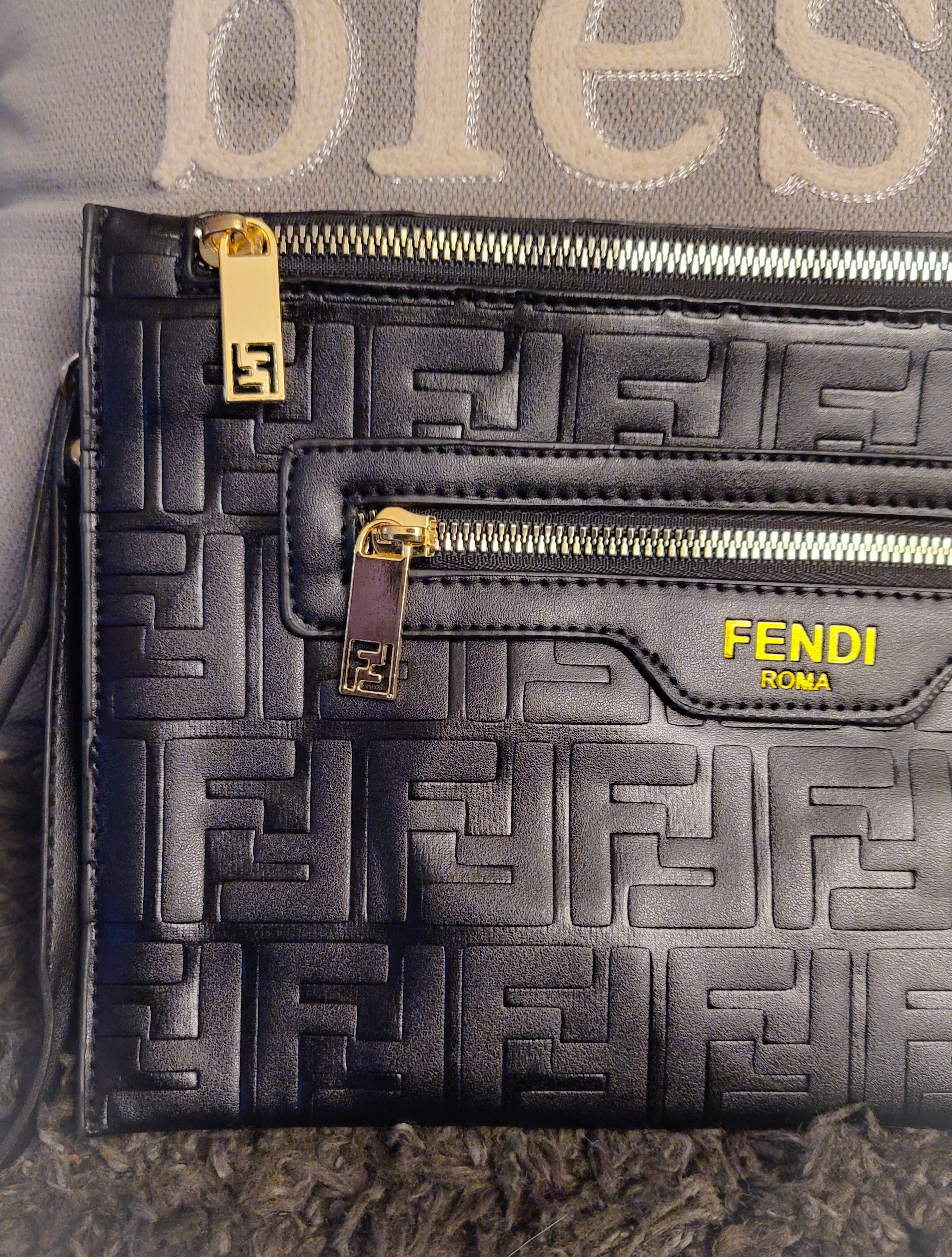 Black W/ Gold Fendi "Slim And Sassy" Wallet