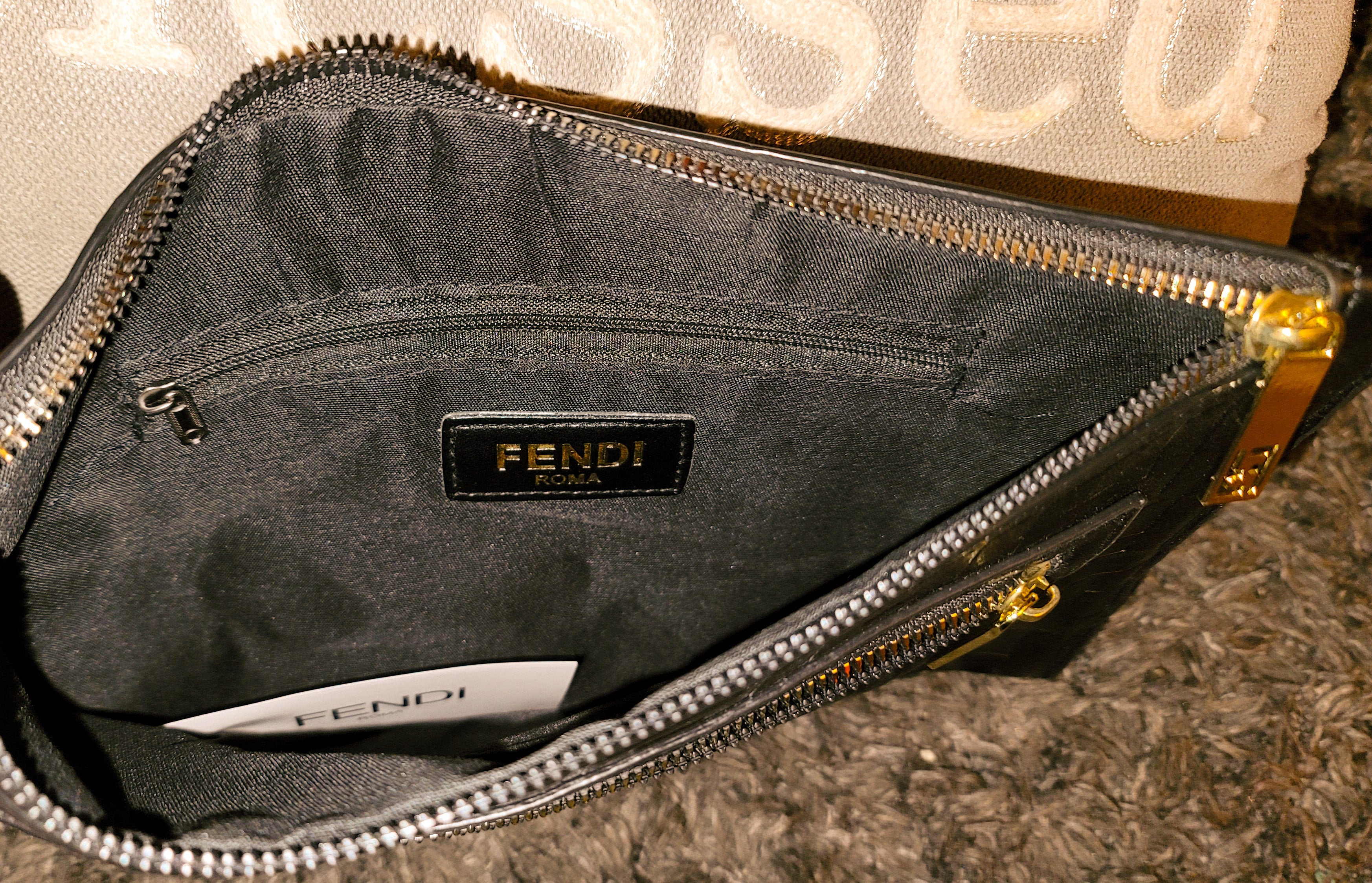 Black W/ Gold Fendi "Slim And Sassy" Wallet