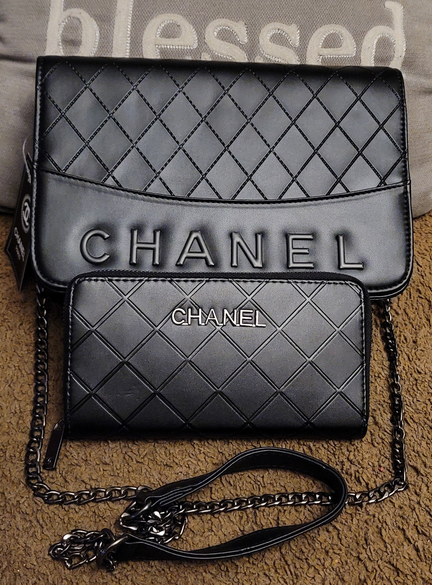 Leather "Black Is Sexy" Chanel 2 Piece Set