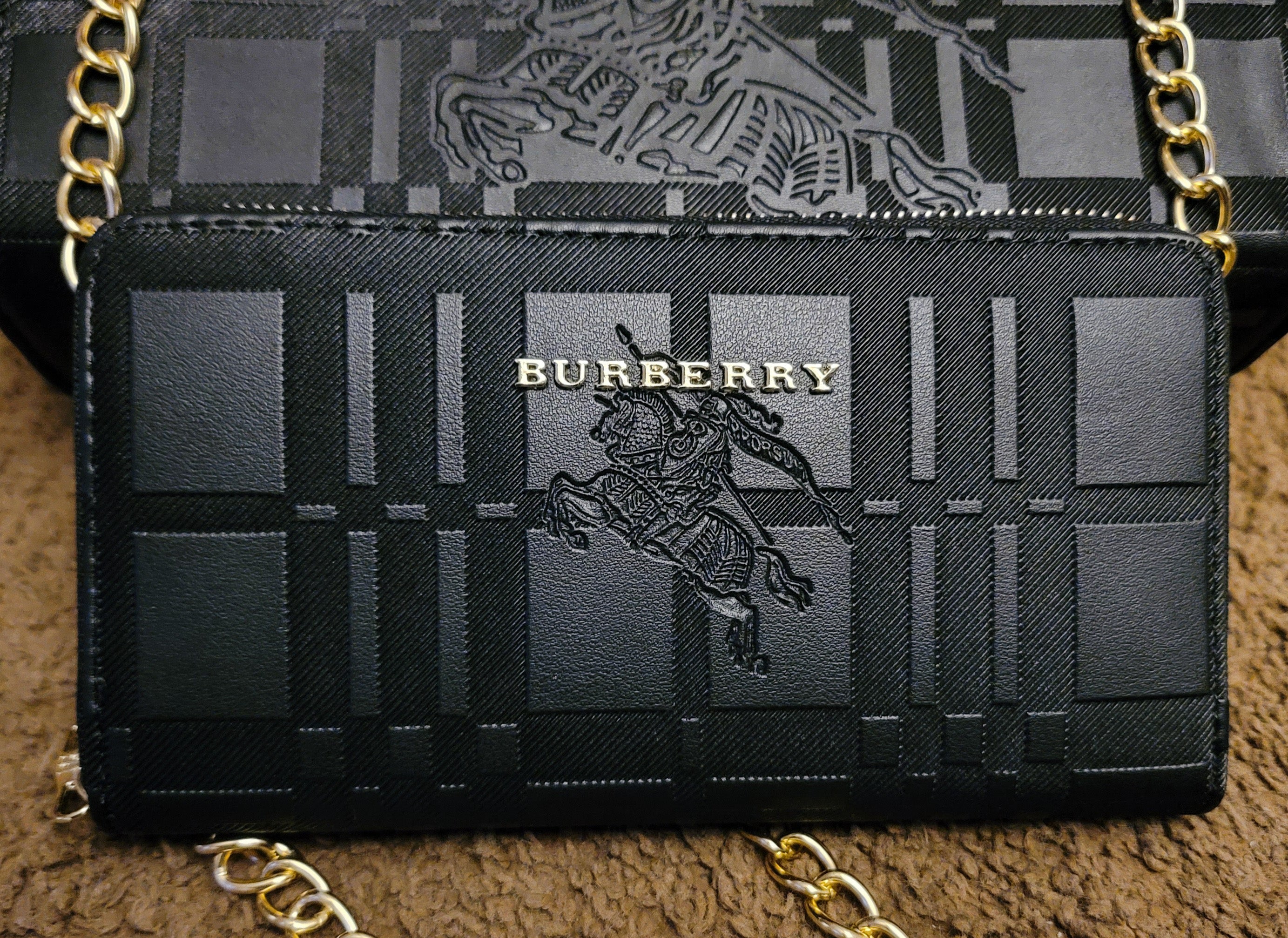 Leather Burberry "Ladies First" Purse And Wallet Set