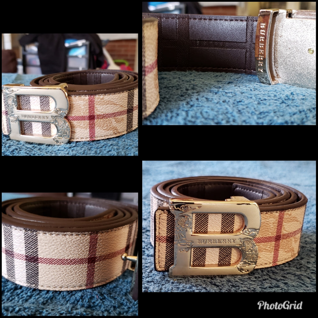 Tan And Brown Belt By Burberry SIZE 42