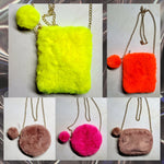 Fancy Pants Plush Shoulder Bags W/ Matching Pom