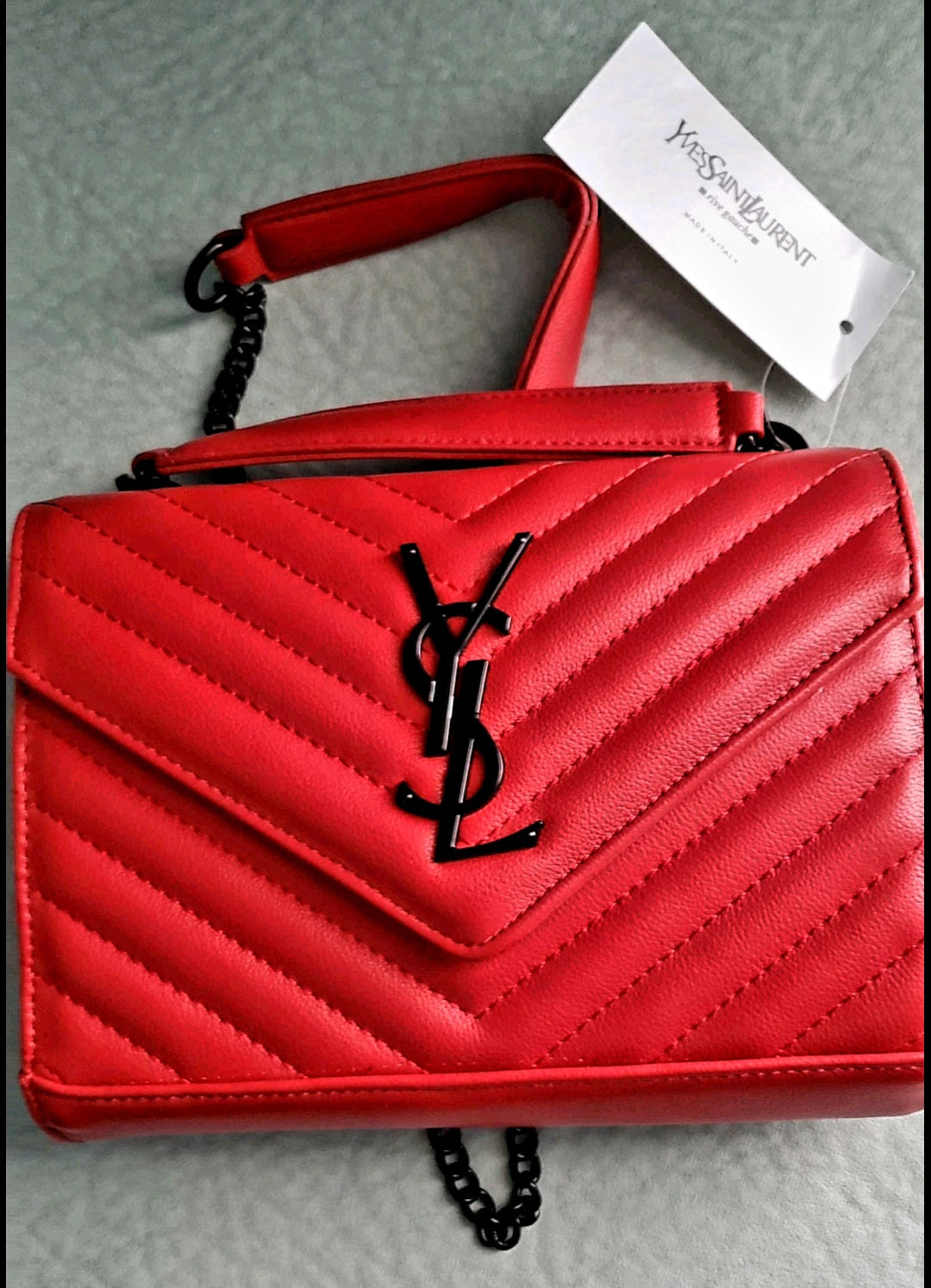 Red YSL W/ Black Chain Shoulder Bag