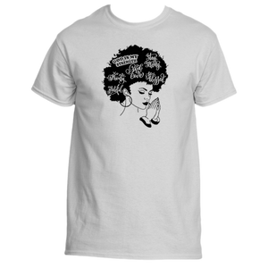 GOD IS MY STRENGTH Black Woman Afro T Shirts