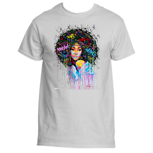 Black Woman Afro Spray Paint T Shirts